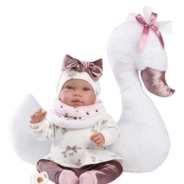 Muñeca Llorens Bebota Tina Recien Nacida 44cm Almohada Cisne Diseño Tina Cisne