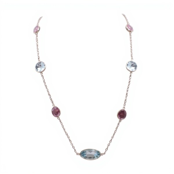 Conjunto Moderno-Plata rodinada 925- Piedra Topacio azul y Turmalina-CJ2033 conpiedra