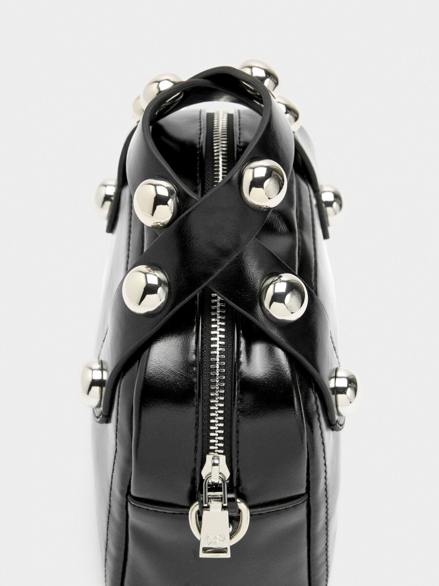 Bolso Tote Con Esferas negro