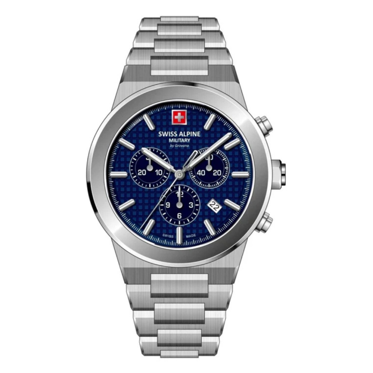 Reloj Swiss Alpine Military Pioneer 7048.9135 para hombre con correa de acero - Azul 