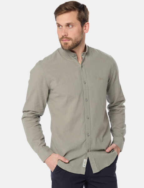 CAMISA DE LINO CUELLO MAO Verde