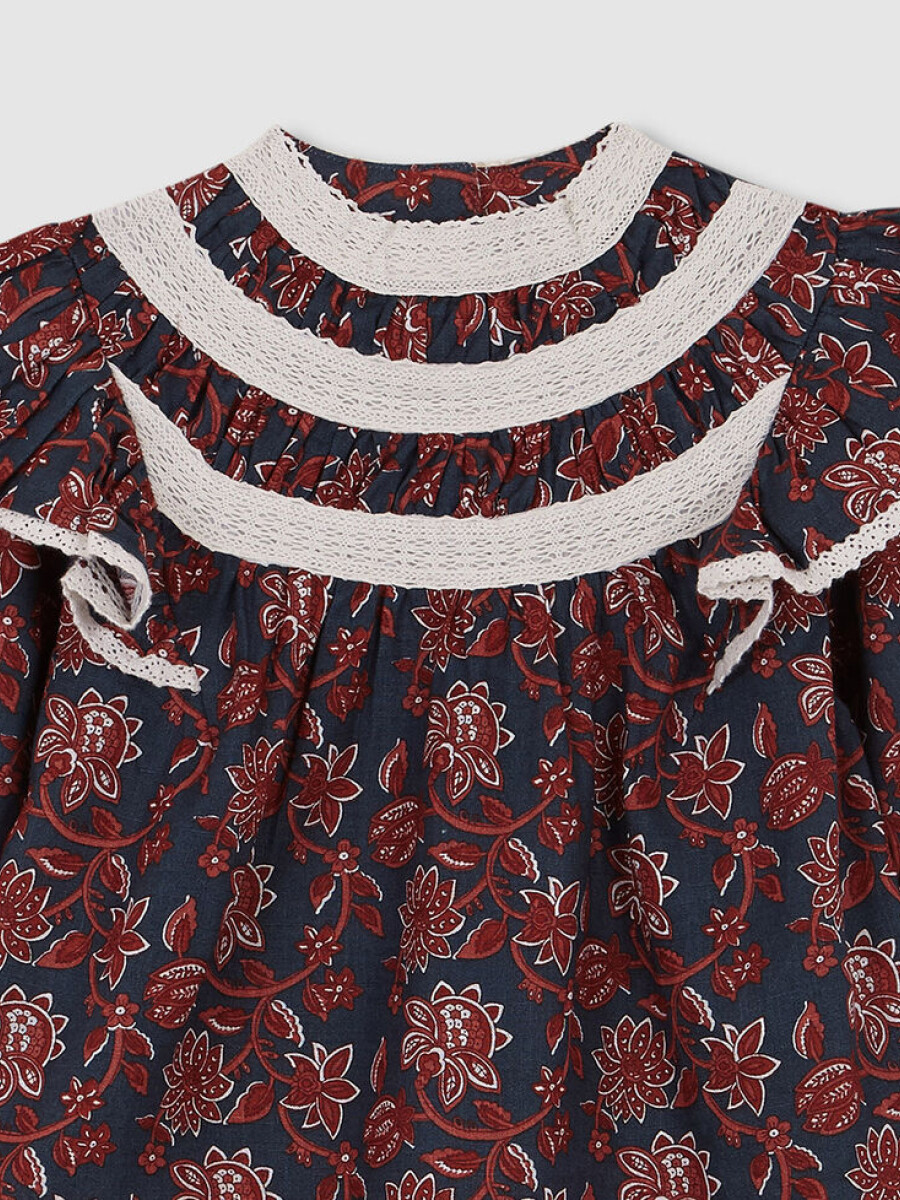 Vestido Estampado De Flores Petroleo