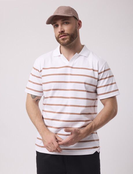 Remera m/c rayada beige