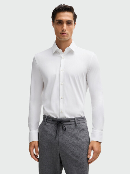 Hugo Boss - Camisa manga larga slim fit, P-ROAN-KENT Blanco