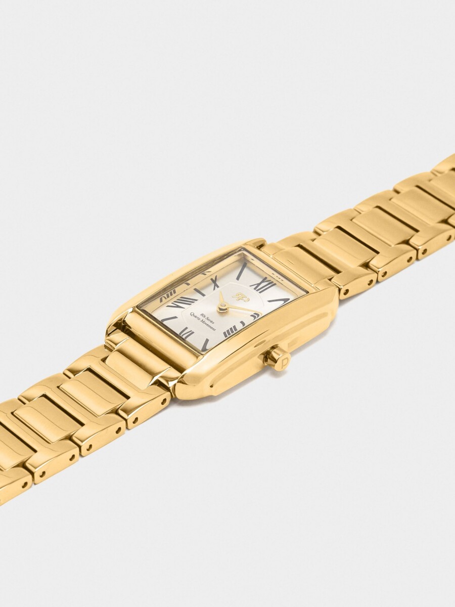 Reloj Rectangular Pulsera De Acero Inoxidable dorado