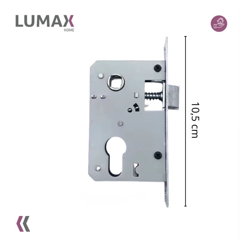 Cerradura Puerta Interior Metal Con 3 Llaves Lumax Negro