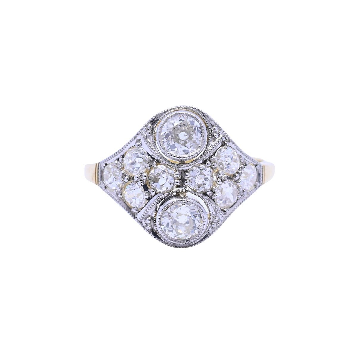 Anillo antiguo oro 18k con brillantes. 