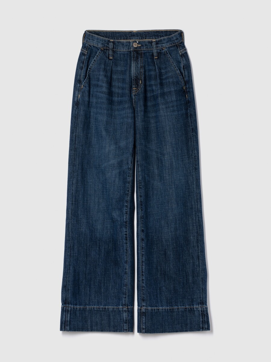 Jean Wide Leg Tiro Alto Mujer - Dark Wash 