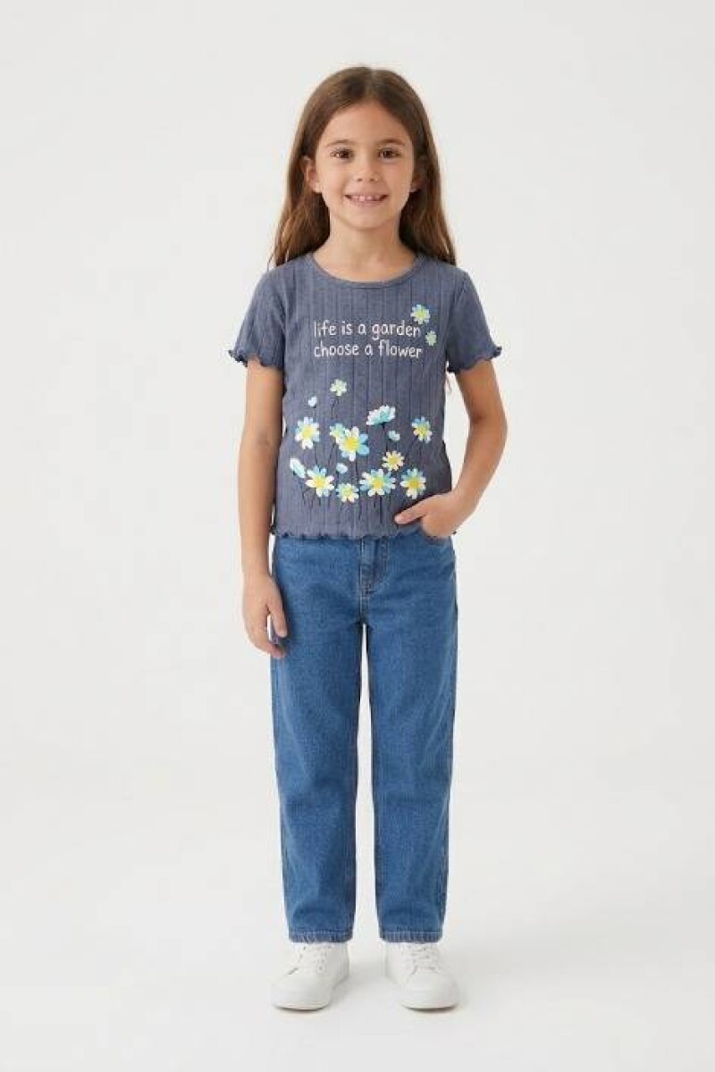Remera estampada Garden Flower AZUL MARINO