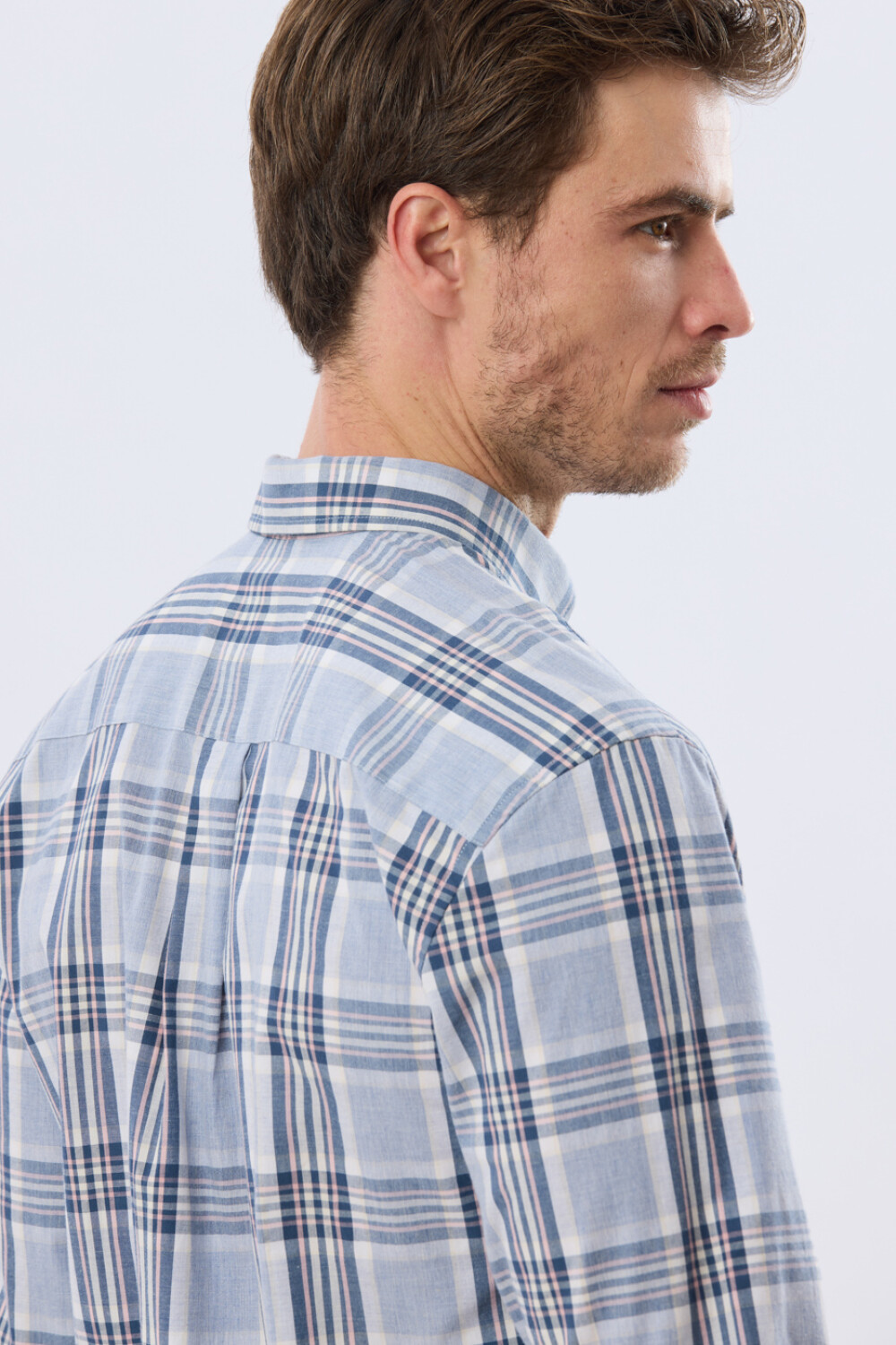 CAMISA CUADROS Celeste