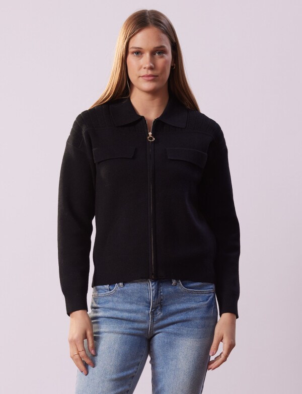 Cardigan Zip NEGRO
