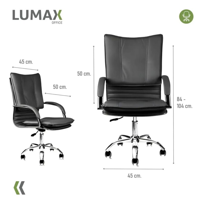 Silla de Escritorio Oficina Giratoria Lumax Donna en EcoCuero Negro