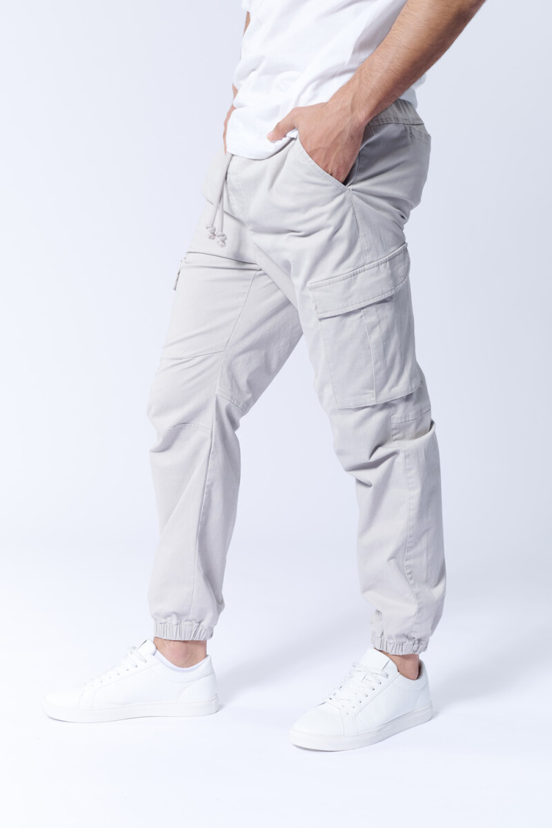 Pantalón Cargo Jogger Gris Claro