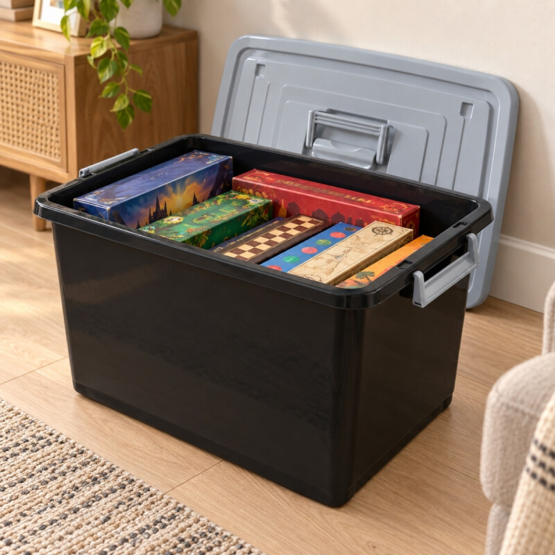 Set x2 Caja organizadora 50 lts NEGRO Y GRIS