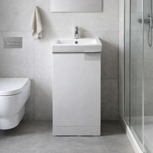 Mueble Baño Angioni Blanco Con Bacha BLANCO