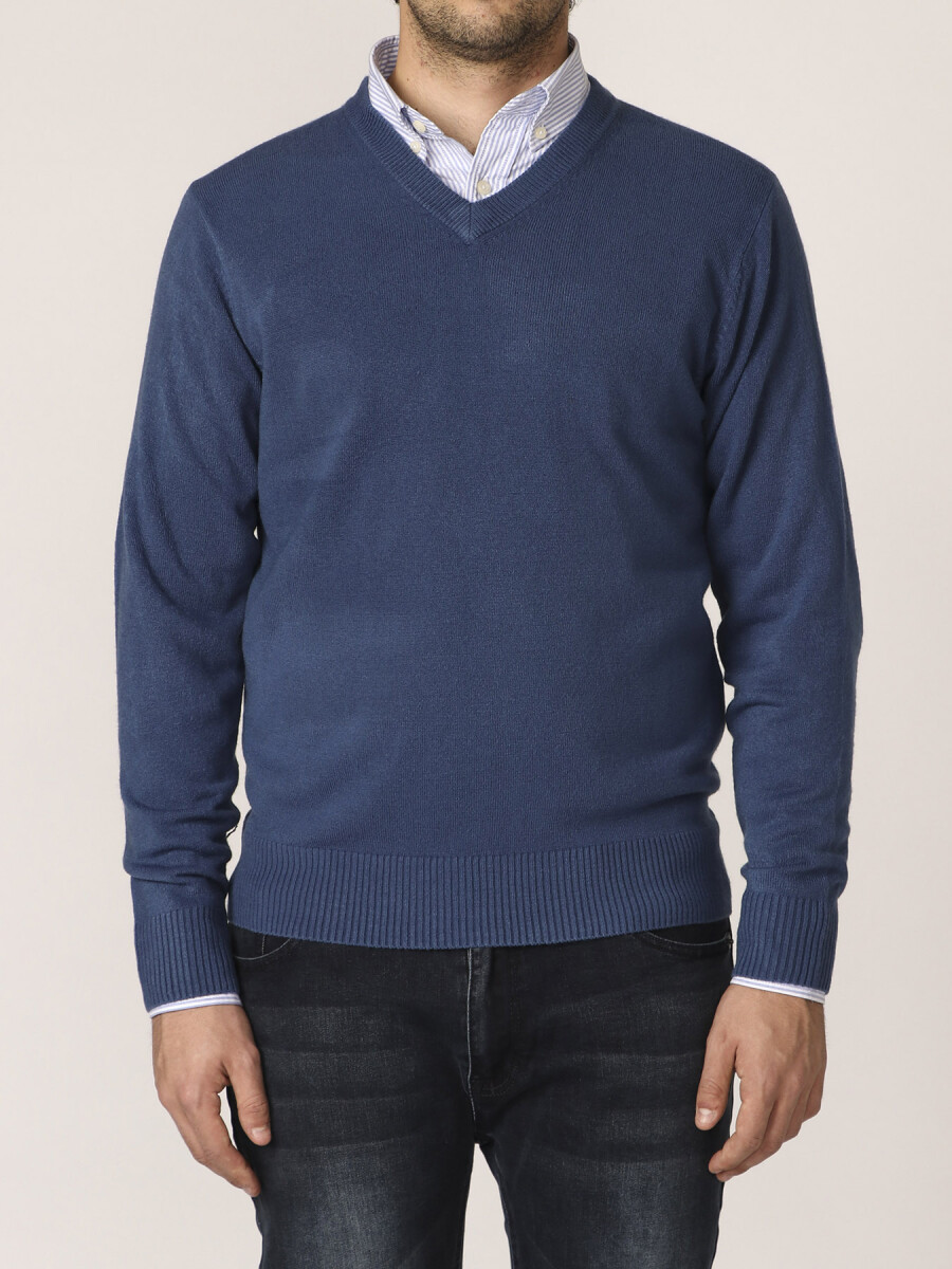 Sweater V Harrington Urban - Azul Piedra 