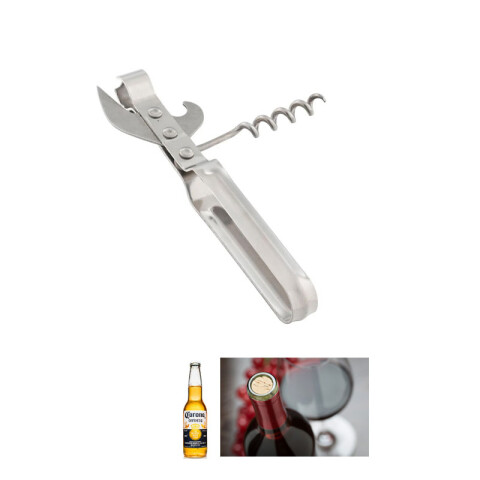 Abrelata y sacacorcho de metal 15cm Abrelata Y Sacacorcho De Metal 15cm