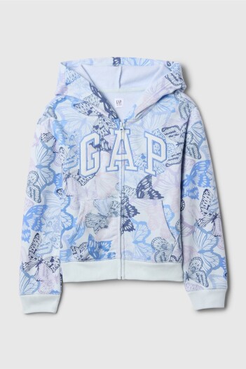 Buzo Canguro Con Cierre Logo Gap Niña Butterfly Multi
