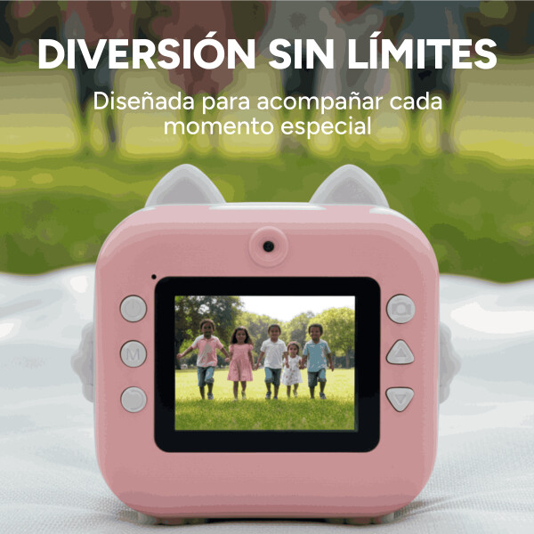 Cámara Fotos Infantil Impresión Instantánea Niños + 2 Rollos Color Rosa Claro