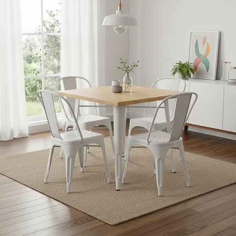 MESA TOLIX CUADRADA 70X70 Mesa De Comedor Cuadrada Tolix 70CM Blanca