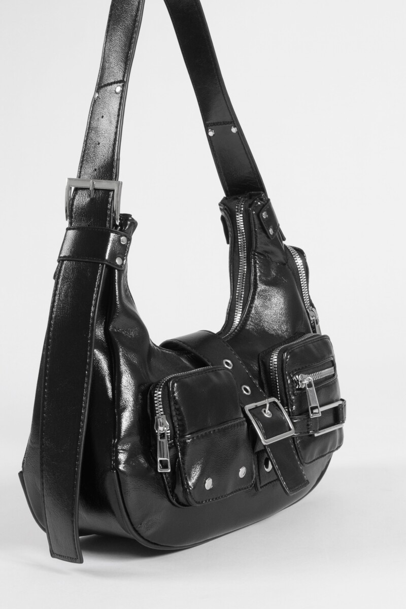 Cartera de hombro con bolsillos negro