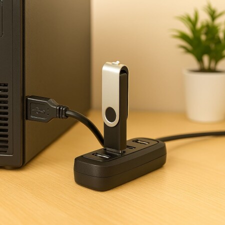 Adaptador Hub 4 Puertos USB-A 2.0 Vention NEGRO