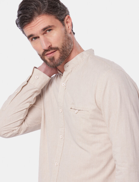 CAMISA DE LINO CUELLO MAO Beige