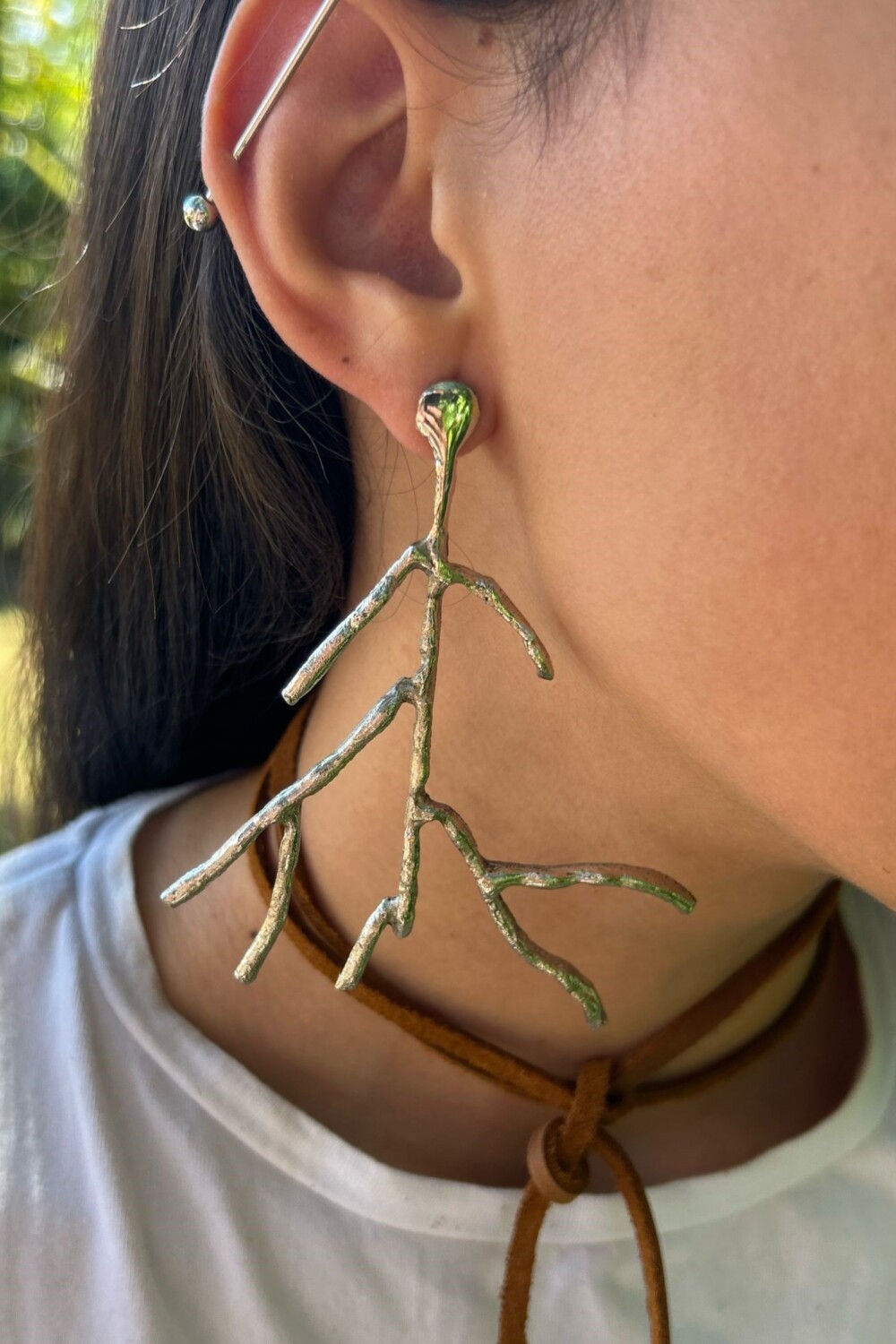 Root Earrings Plateado
