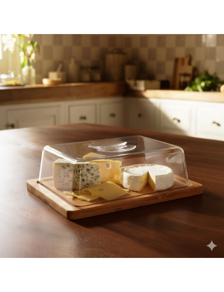 QUESERA MADERA BAMBOO C/ACRILICO 25x19x7.5CM NATURAL QUESERA MADERA BAMBOO C/ACRILICO 25x19x7.5CM NATURAL