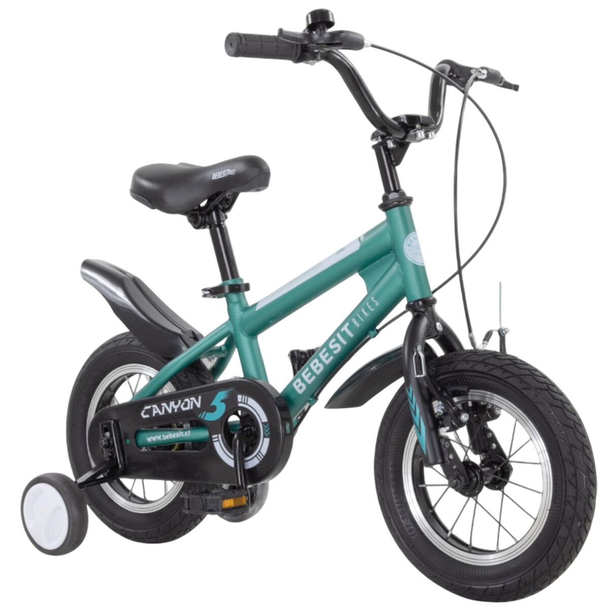 Bicicleta Infantil Bebesit Canyon Rodado 12 Con Rueditas, Cubre Cadena Y V-Brake - Verde 