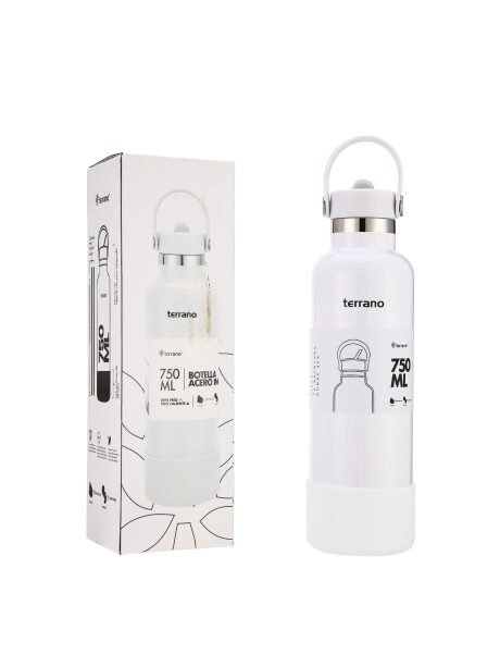 Botella Térmica con Pico 750mL. Blanco Metalizado
