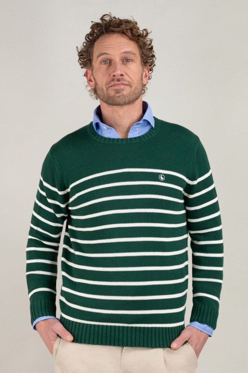 Jersey Punto Inglés El Ganso Rayas Verde Crudo