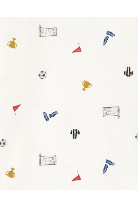 Set tres piezas de algodón, pantalón y dos bodies, diseño fútbol Sin color