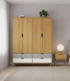 Ropero 4 Puertas 4 Cajones Li­nea Niordica Roble/Gris claro/Blanco