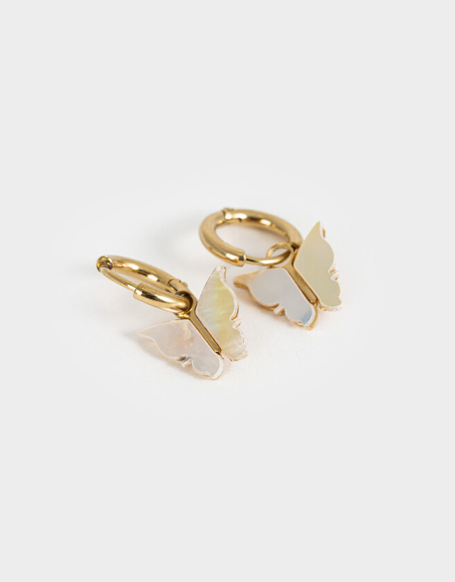 Aros Argollas Premium Gold Aros Argollas De Mariposa - Dorado