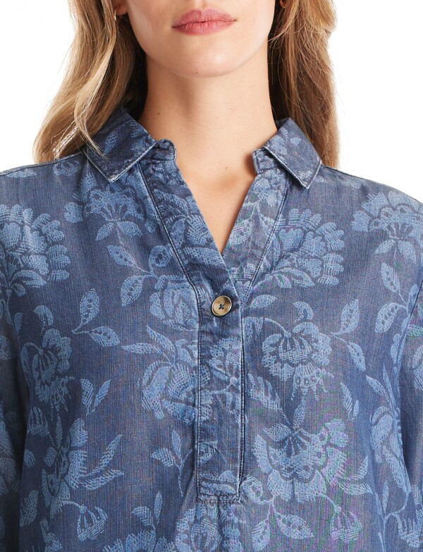 Blusa Lyocell Flores JEAN OSCURO