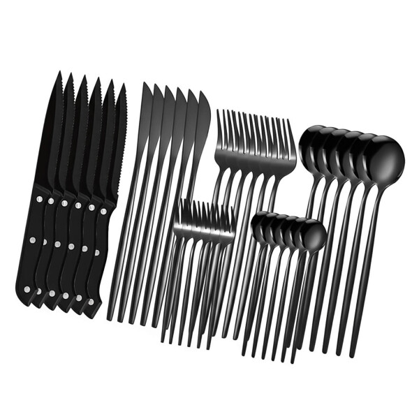 Juego de 36 Cubiertos De Acero Inoxidable Cocina Imback Negro Juego de 36 Cubiertos De Acero Inoxidable Cocina Imback Negro