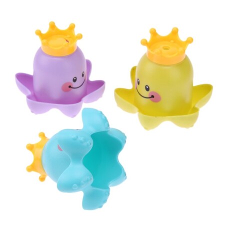 Set de 3 Pulpos Apilables Juego p/ Baño o Playa Bebés Niños Verde