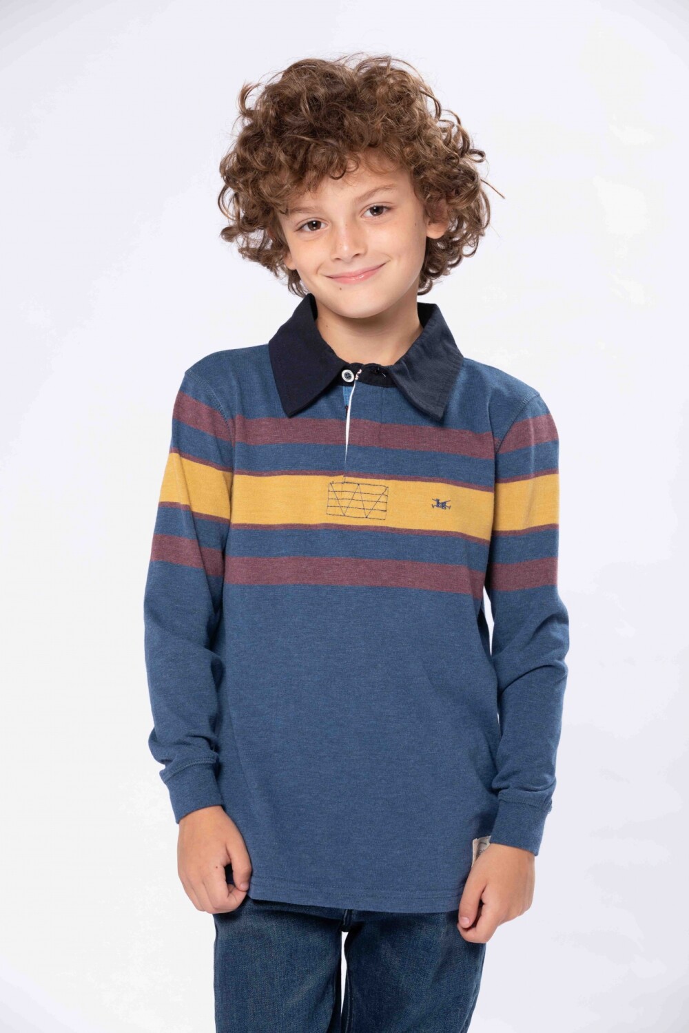 REMERA POLO RAYADA Marino