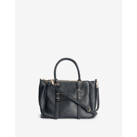 Cartera City Con Doble Asa De Mano Y Detalles De Hebillas Negro