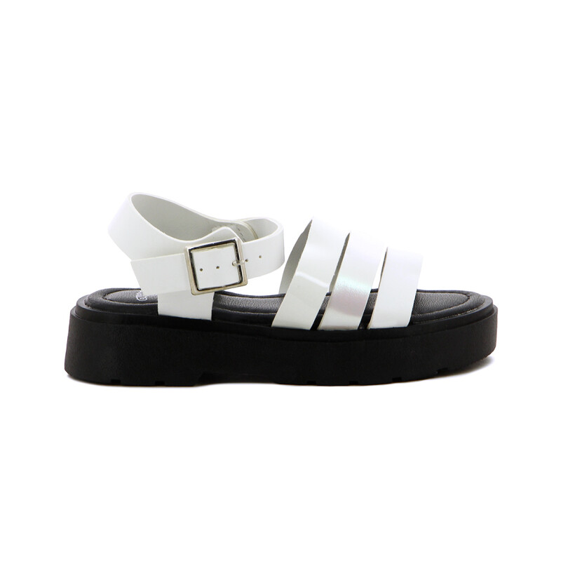 Angus Sandalia Niña Tres Tiras C/ Pulsera Y Hebilla Blanco