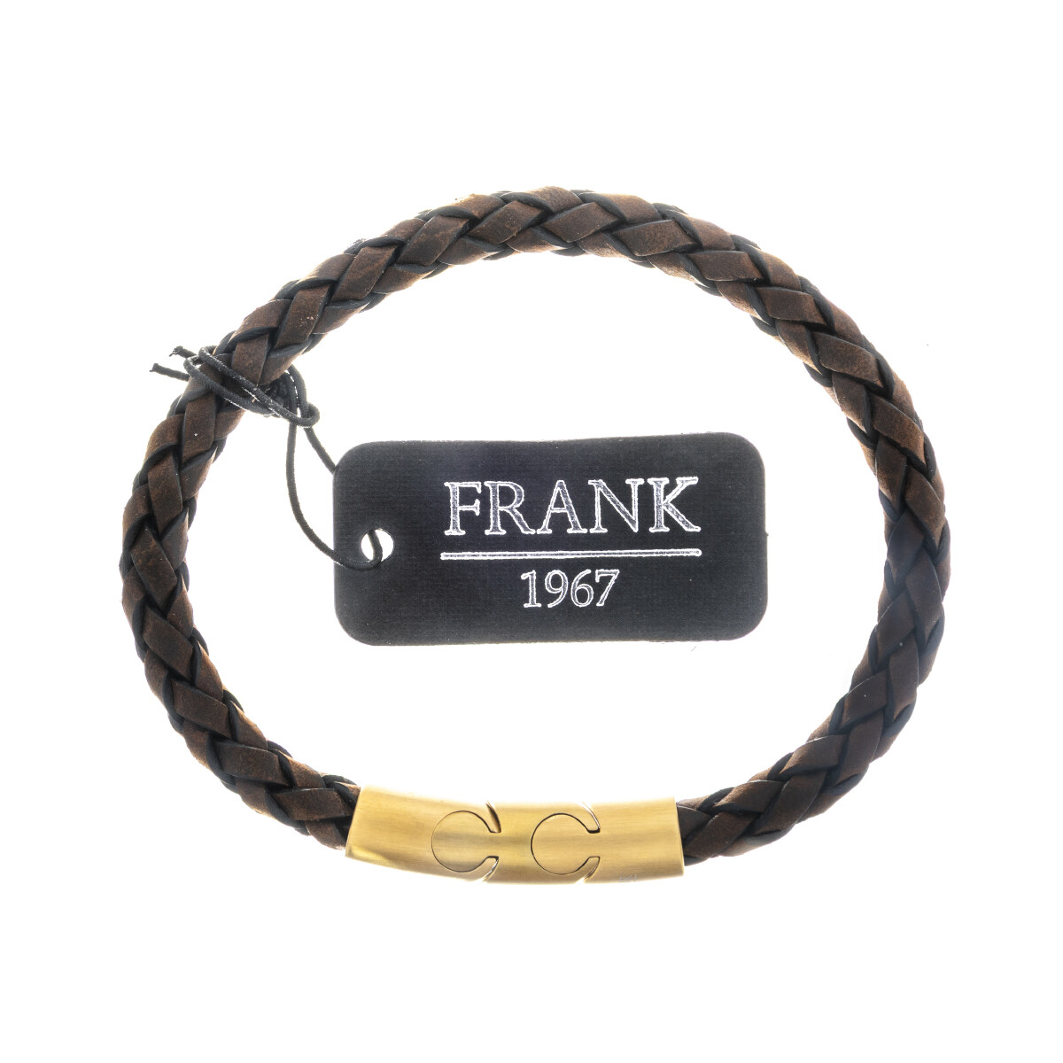 Pulsera de cuero y acero quirúrgico, FRANK. 