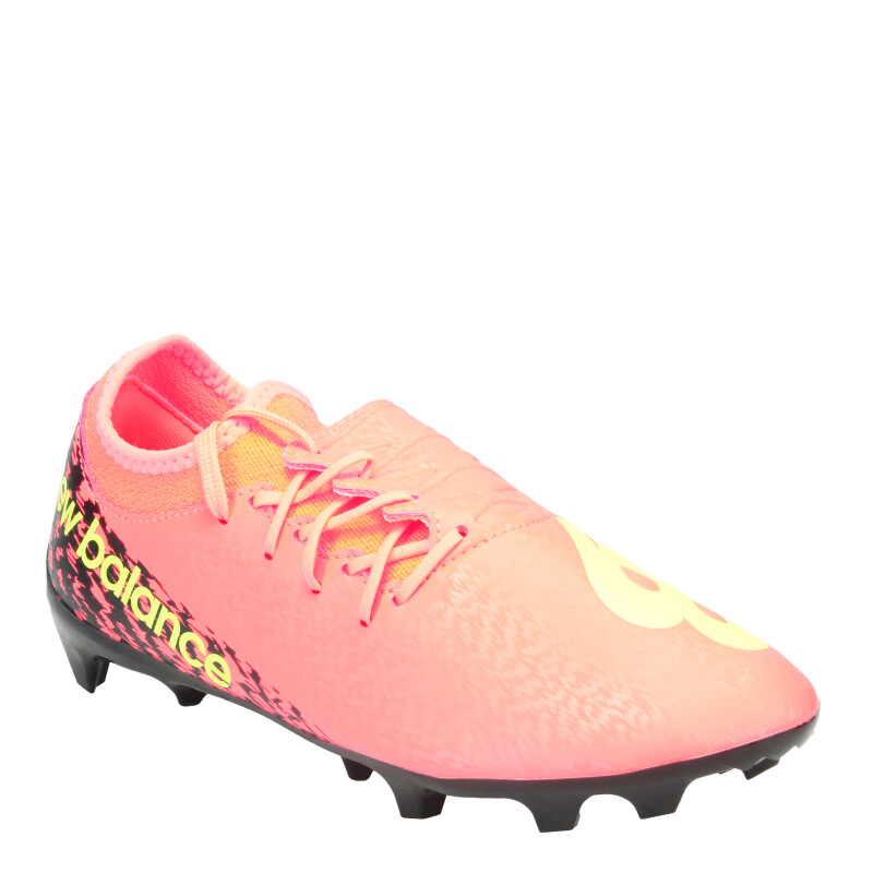 Championes de Hombre New Balance Futbol 11 Firm Ground Rosado Coral - Negro - Amarillo