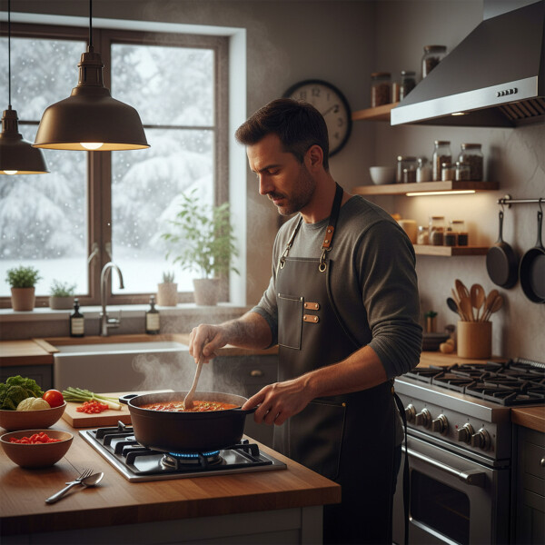 Delantal Gastronómico Jean Cocina Barbería Asado Chef Taller Color Negro