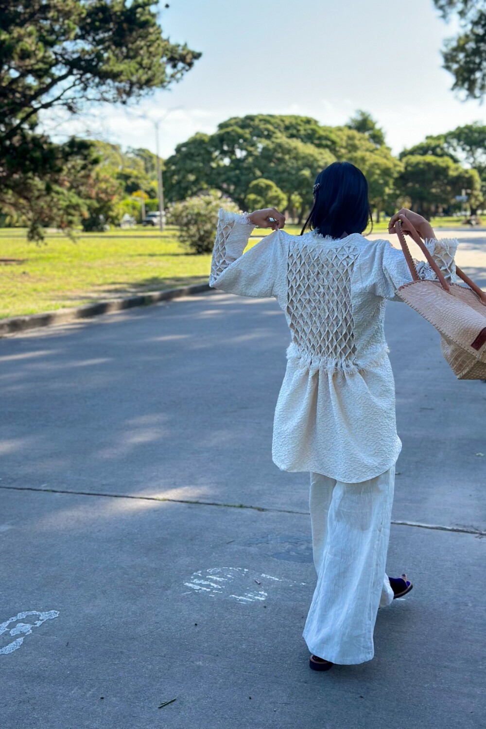 Long Smock Shirt Brocato Crudo