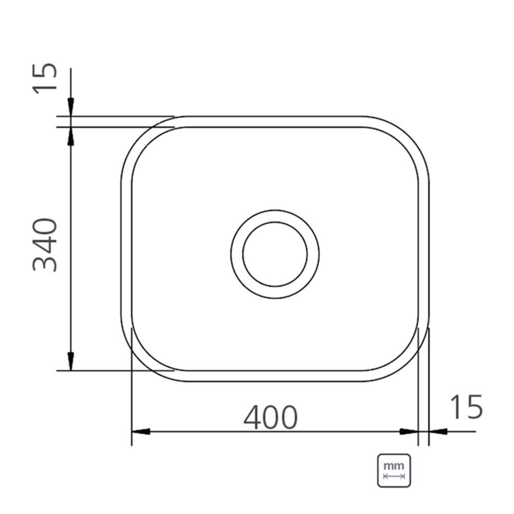 PILETA SIMPLE DE ACERO INOXIDABLE 304 TERMINACIÓN SEMI BRILLLO 40X34 CM TRAMONTINA Pileta Simple De Acero Inoxidable 304 Terminación Semi Brilllo 40x34 Cm Tramontina