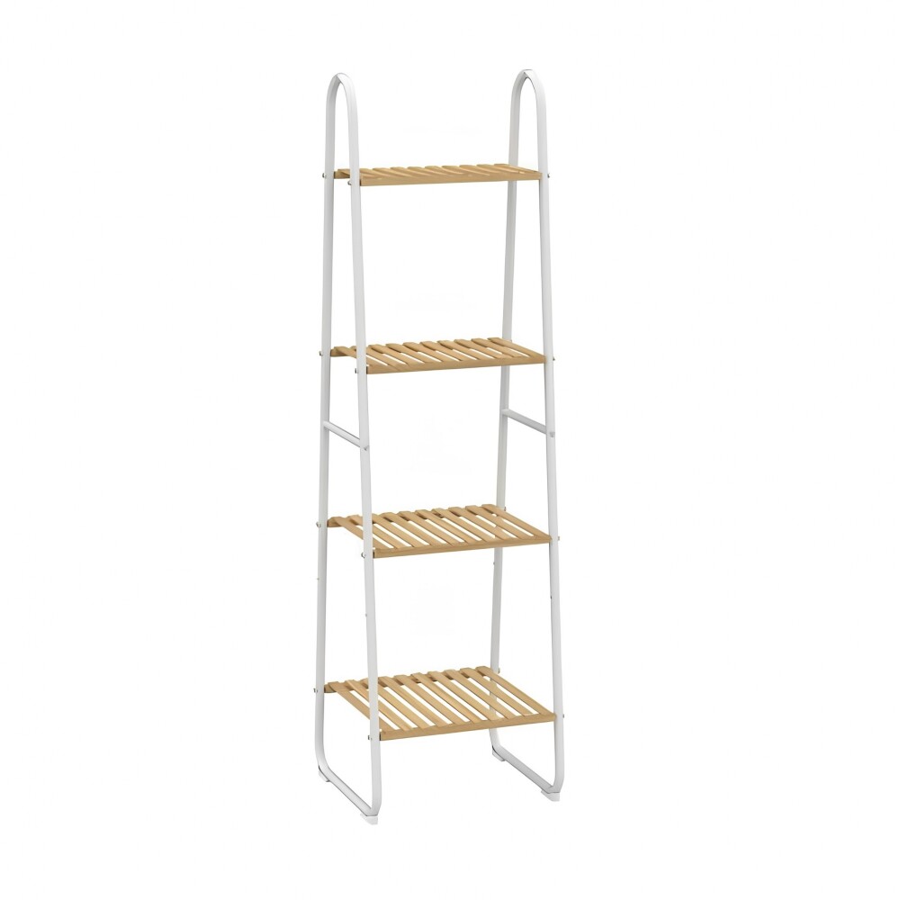 Estantería 4 Niveles Bambú - House Blanco