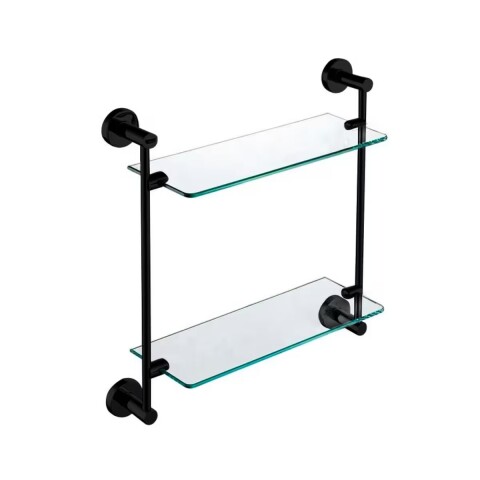 Repisa de vidrio doble Negra Repisa De Vidrio Doble Negra