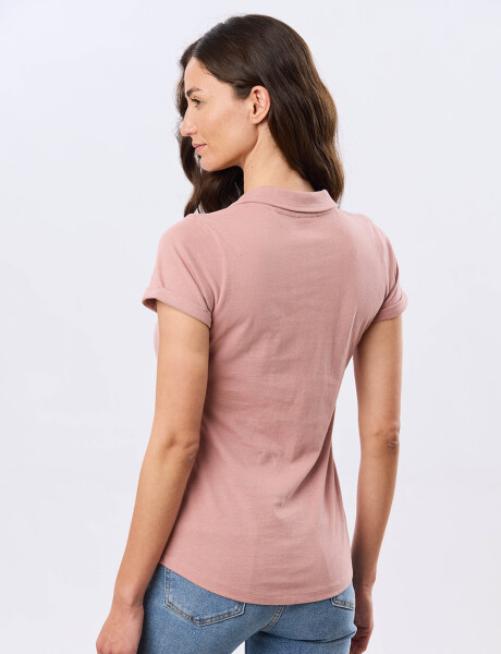 REMERA POLO BORDADA DE ALGODÓN Rosado
