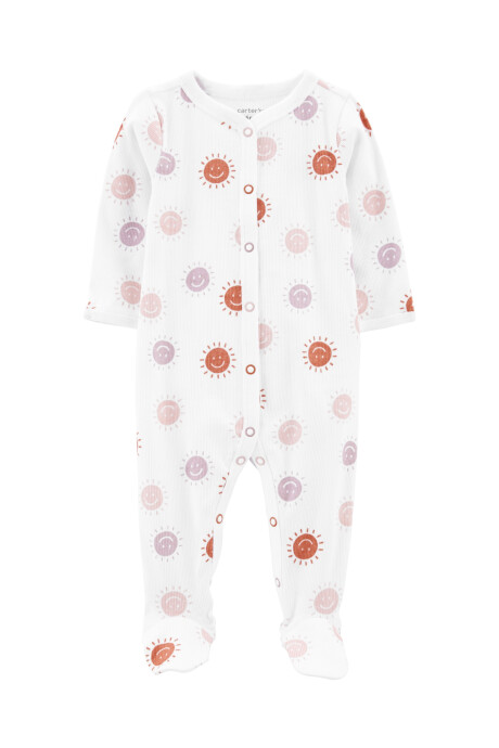 Pijama una pieza de algodón con pie diseño soles Sin color